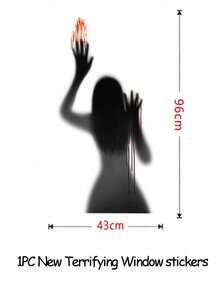 1 Buah Stiker Dekorasi Jendela Kaca Horor PVC Perekat Diri Stiker Dinding Properti Hantu Wanita Horor Tangan Berdarah Cocok untuk Dekorasi Tema Horor Bar Halloween Musim Gugur, Natal - MultiWarna - View 13