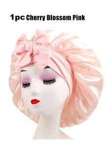 SHEIN Luxury Satin Silk Bandana With Adjustable Tie - Lightweight Hair Care Hat For All Night Comfort, Conditioning And Showering - Men's And Women's Bow Simulated Silk Beauty Hair Care Wide-Brimmed Hat Bandana Sleeping Hat - Multicolor - View 34