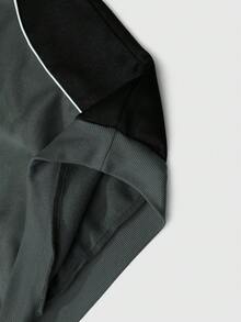 ROMWE MEN Street Life 男女通用连帽卫衣，带口罩，英文图案印花，秋冬休闲长袖上衣 - 深灰色 - 查看 7