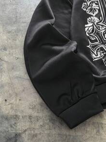 AXEPEAK Men's Cross Print Fleece Collar Zip Front Casual Hoodie, Autumn/Winter, Long Sleeve Top - Black - View 3