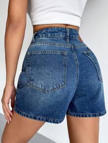 EURMUSE Petite Denim Mini Short Mid Waist Petite Short Denim Short High Waist High Waist Short Denim Shorts For Women Jean Shorts Y2k Denim Short - Medium Wash - View 2
