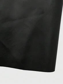 Vestido de cuero para niñas, cuello redondo, manga larga, textura acanalada + cuello con cuentas, estilo dulce de señorita, adecuado para otoño - Negro - Ver 7
