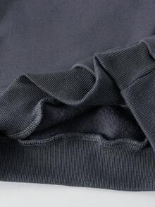 SHEIN Explorewe 2件套年轻女孩时尚深灰色蝴蝶结印花羊毛运动衫和阔腿裤套装，秋冬 - 灰色 - 查看 8