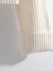 GlowEve 女士纽扣设计二合一长袖休闲毛衣，秋冬款 - 紅白色 - 查看 3