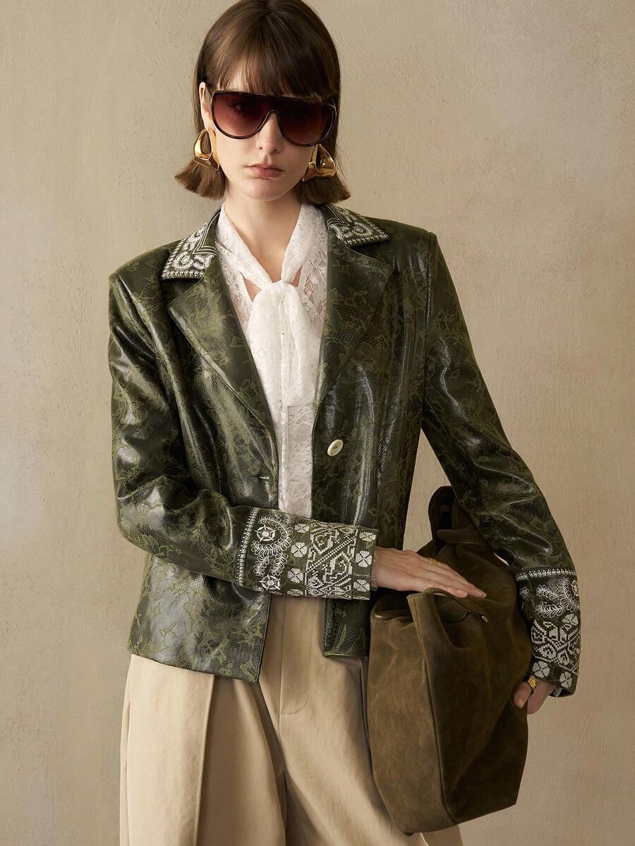 Arave Women's Fashion Single-Breasted Lapel NeckLong Sleeve Jacket