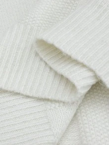 GlowEve CURVE 大码女式秋冬时尚休闲简约百搭米色纹理拼接纽扣前开领连帽套头衫适合秋冬装 - 米色 - 查看 6