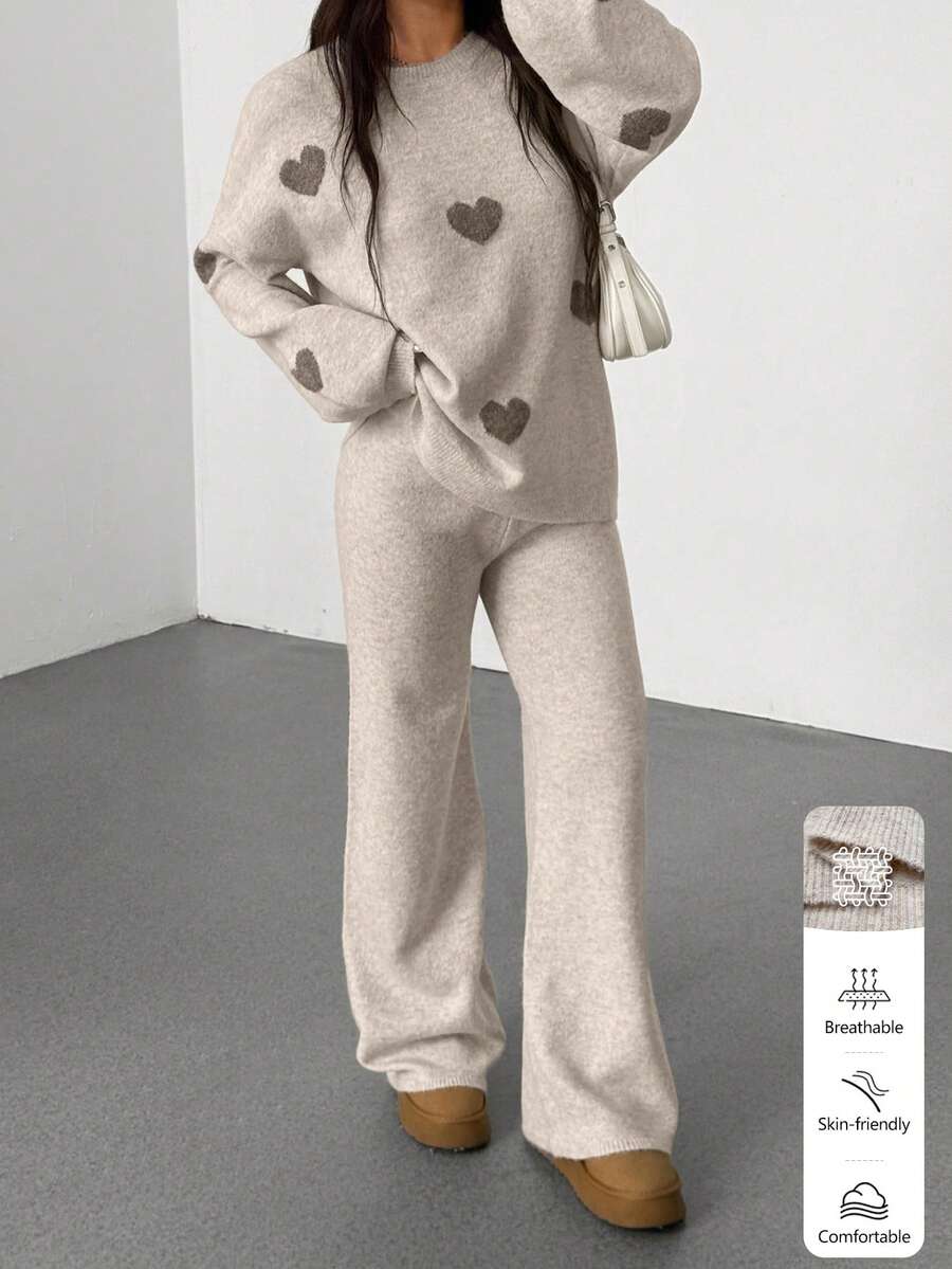 SHEIN Unity 2件套休闲宽松长袖毛衣上衣和裤子套装 - 彩色 - 查看 1