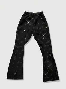 Street Life Men's Rhinestone Embellished Sweatpants, Autumn/Winter Long Pants - Black - View 2