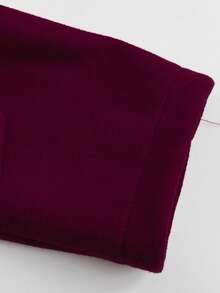 GlowEve 女士翻领系带优雅休闲街头通勤商务浪漫约会派对圣诞节外套，酒红色，秋冬款 - 酒紅色 - 查看 4