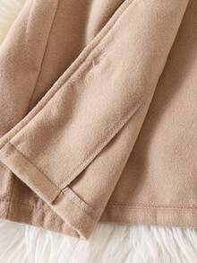 Elladie kids 女童杏色长袖纽扣前襟外套，儿童秋冬户外优雅百搭开衫夹克女童大衣女童外套女童秋冬服装