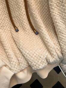 SHEIN Franclia Women's Apricot Warm Fluffy Casual Long Sleeve Loose Sweatshirt, Autumn/Winter