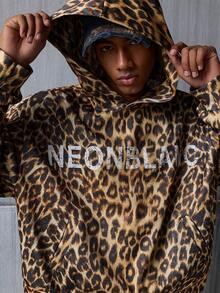 NEON BLANC 男士宽松时尚豹纹秋冬连帽套头衫，长袖上衣 - 彩色 - 查看 1