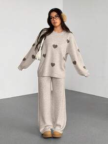 SHEIN Unity 2件套休闲宽松长袖毛衣上衣和裤子套装 - 彩色 - 查看 5