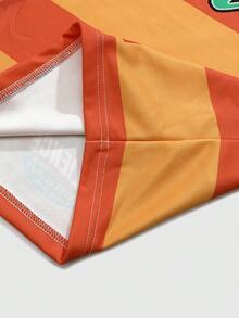 ROMWE MEN Áo Polo tay dài unisex kiểu dáng preppy, in chữ tiếng Anh Mỹ và họa tiết sọc, phong cách đường phố, thu đông, thích hợp mặc mùa thu/đông. - Màu vàng - Xem 8