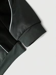 ROMWE MEN Street Life 男女通用连帽卫衣，带口罩，英文图案印花，秋冬休闲长袖上衣 - 深灰色 - 查看 6