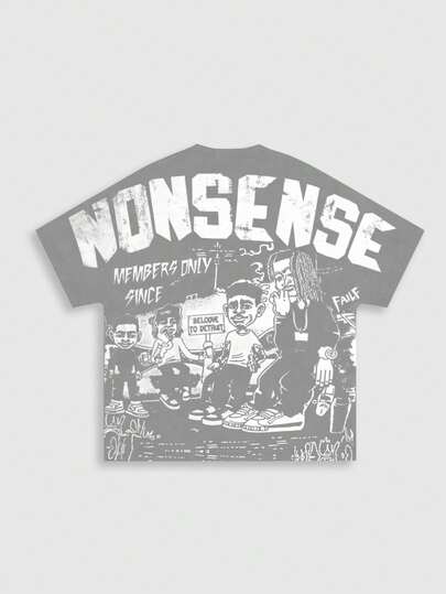 Street Life 1 pezzo Maglietta casual da uomo a maniche a pipistrello, girocollo, a maniche corte