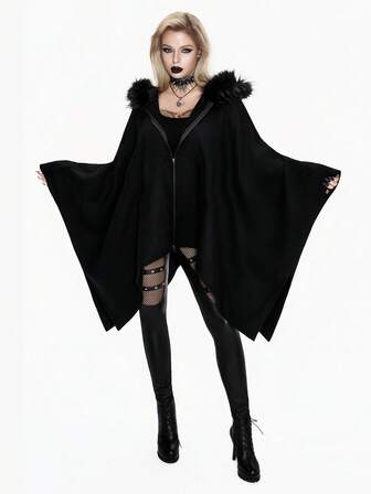 Breakform Damen Schwarze Reißverschluss Kapuzenjacke in Loose Fit