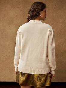 MOTF PREMIUM 大码刺绣套头衫 - 白色 - 查看 3