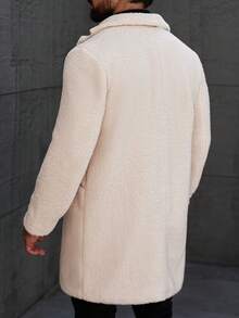 Manfinity Homme Men's Casual Solid Color Overcoat, Versatile For Autumn/Winter - Beige - View 2