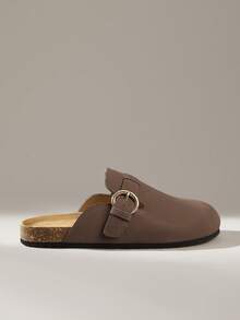 Solecia 女士休闲搭扣设计套脚穆勒鞋 - 咖啡棕 - 查看 1