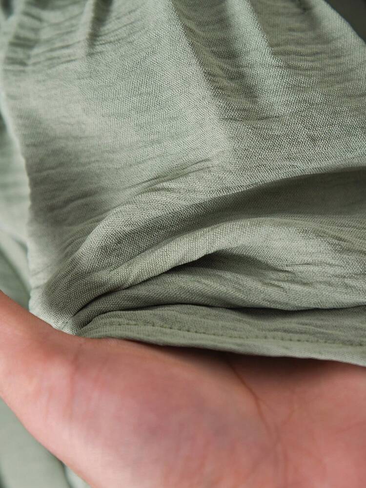Camisa Feminina de Manga Longa com Amarração na Frente, Cor Sólida e Estilo Minimalista