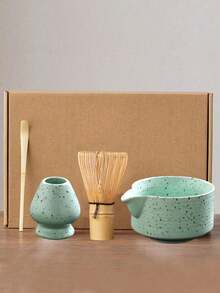 Cirelle 陶瓷抹茶四件套，日式复古抹茶碗，抹茶刷，抹茶杯，粉色碗搅拌勺搅拌器架组合，抹茶套装返校 - 彩色 - 查看 13