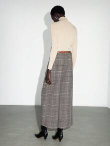 Lumivelle Winter Clothes For Women Women's  Fashionable Retro Plaid Belt Chain Pants Wide Leg Pants Checkered Pants Plaid Pants - Multicolor - View 2