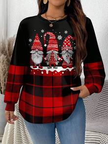 EMERY ROSE Sweatshirt Wanita Ukuran Besar Motif Natal Minimalis Kasual, Musim Gugur & Musim Dingin - MultiWarna - View 6