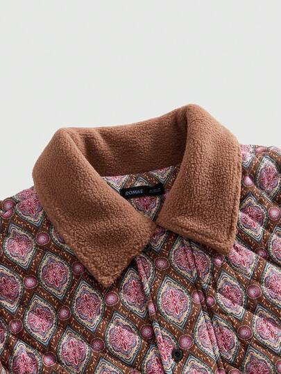 Street Life Men's Patchwork Pattern Long Sleeve Single-Breasted Casual Winter Jacket