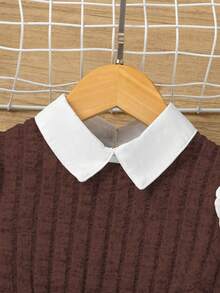 2pcs/Set Young Girls' Fashion Casual 2 In 1 Top & Pants Set - Brown - View 4