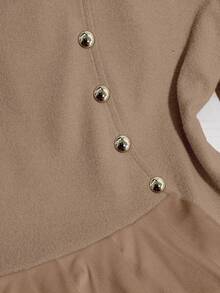 Franclia Women's Solid Color Elegant Contrast Color Long Sleeve T-Shirt, Autumn - Khaki - View 5