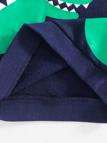 Cozy Pixies 2pcs Baby Boy Cute Alligator Print Round Neck Drop Shoulder Sweatshirt And Pants Set - Navy Blue - View 6