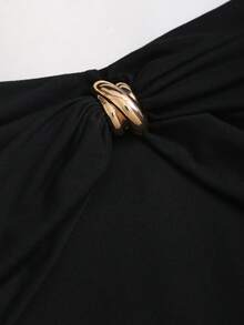 SHEIN Unity Combinaison femme à épaules dénudées avec décoration métallique, couleur unie, automne/hiver