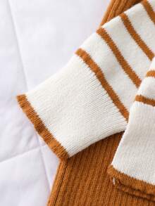 Young Girl' Thick Knit Turtleneck Sweater And Pants Set, Autumn/Winter - Brown - View 7