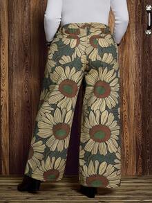 EMERY ROSE Plus Size Women Street Casual Loose Comfortable Printed Pattern Straight Leg Jeans - Multicolor - View 5