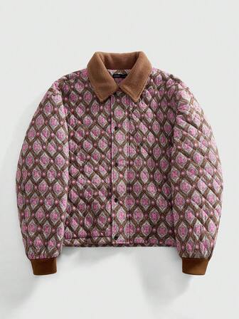 Street Life Men's Patchwork Pattern Long Sleeve Single-Breasted Casual Winter Jacket