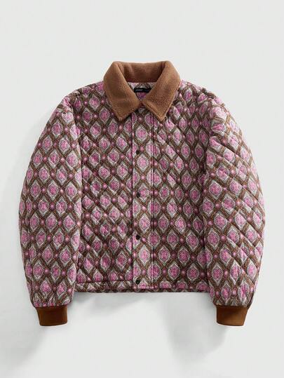 Street Life Men's Patchwork Pattern Long Sleeve Single-Breasted Casual Winter Jacket