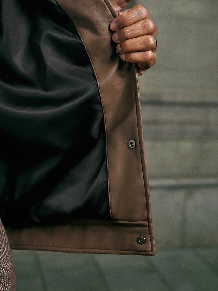 Solid Color Shoulder Strap Long Sleeve Front Button Short Casual Jacket