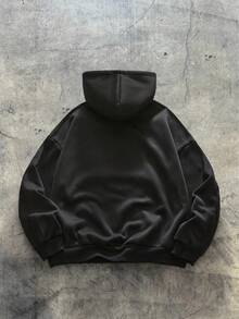 AXEPEAK Men's Casual Patchwork Hoodie Sweatshirt - Black - View 2