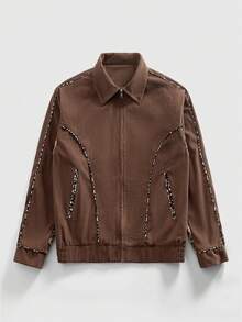 ROMWE MEN Grunge Punk Men's Autumn Zip-Up Collar Pocket Casual Jacket