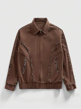 Grunge Punk Men's Autumn Zip-Up Collar Pocket Casual Jacket