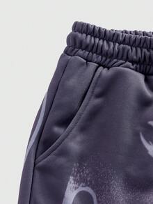 ROMWE MEN Street Life Pantaloni della tuta casual da uomo, stile moda di strada, con stampa di tigre e fiamma, vita con coulisse, gamba ampia e morbida