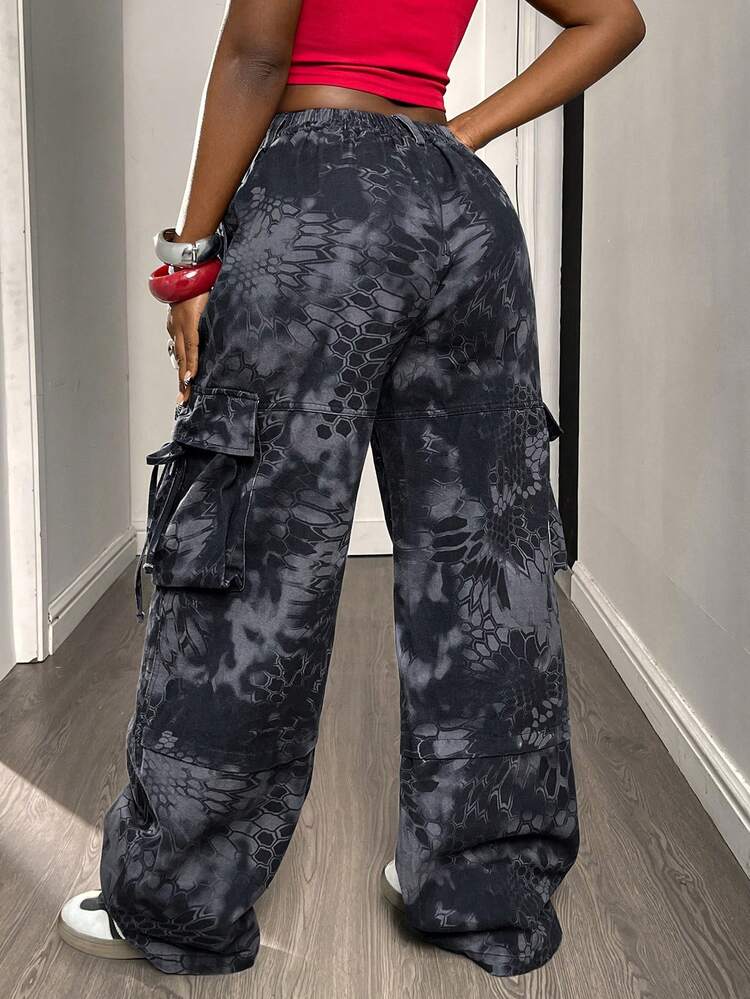 Women's Casual Camouflage Floral Print Cargo Pants