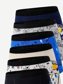 6 件装男童休闲星星字母印花三角内裤