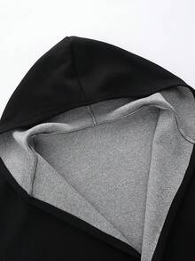 Franclia 秋冬新款女士休闲连帽黑色宽松羊毛混纺开衫