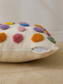 1 秋季簇绒小彩球枕套，季节性装饰枕套，圣诞丰收软垫套装饰沙发枕套