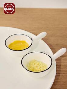 4pcs Ceramic Seasoning Dishes For Home Kitchen Restaurant, Used For Salt, Sugar, Spices, Chili Powder, Suitable For Outdoor, Wedding, Party, Gift, Birthday,School Supplies - White - View 5