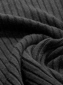 DAZY 女士纯色立领长袖休闲商务套头衫，秋冬 - 黑色 - 查看 7