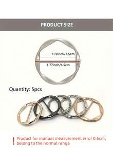 3/5pcs Versatile Alloy Buckle Set - Multi-Purpose, All-Match, Shortening Artifact, Corner Knotted, Waist, Belt, And T-Shirt Buckle With Casual Pop-Culture Style - 5Pcs - View 4