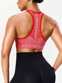 Seamluxe SHEIN Sport 1pc Medium Support Seamless Sports Bra, Racerback Design Workout Seamless Top